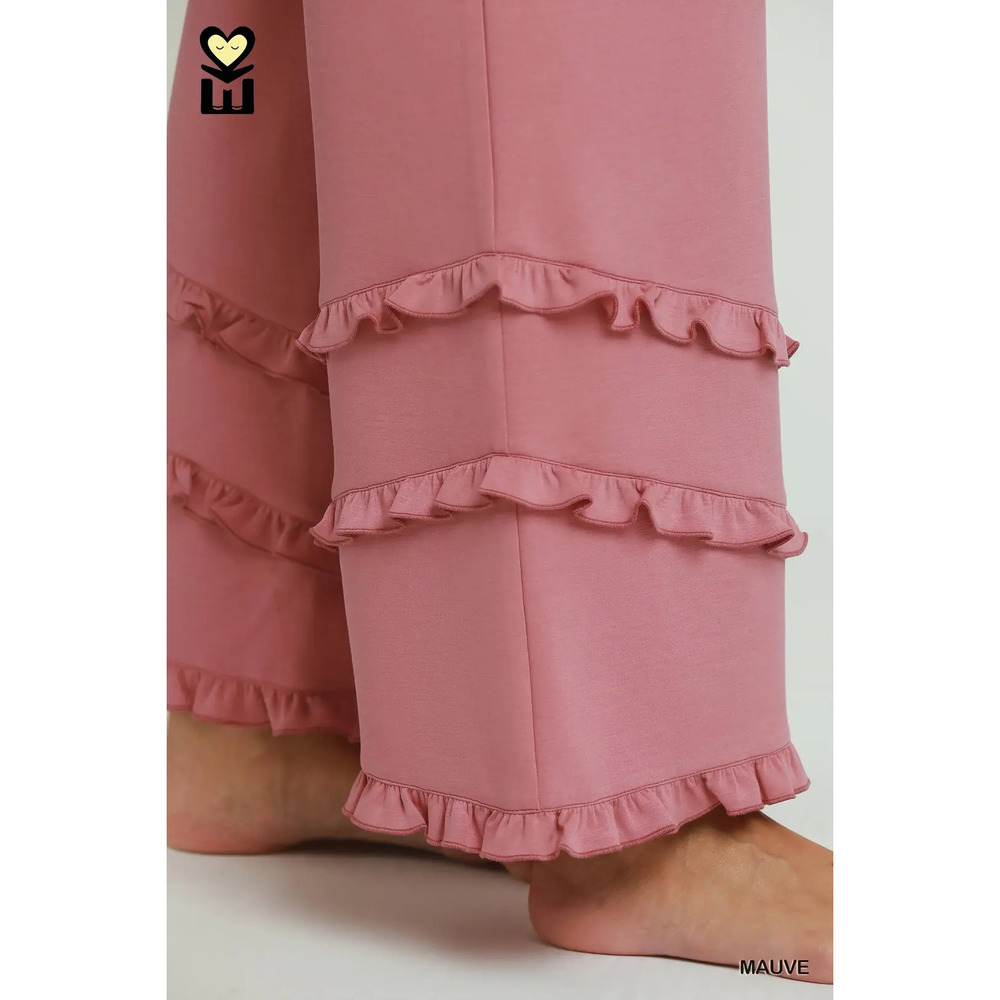 H1034-TP MAUVE Umgee MOHMe Ruffle Drawstring Bottom & Qrtr Zip Top Var Sizes - Picture 8 of 11